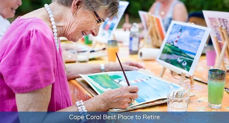 cape coral best place to retire royal shell real estate woman painting outside 